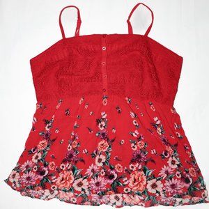 Torrid Red Floral Crochet Tank Top Size 3X. In excellent condition!